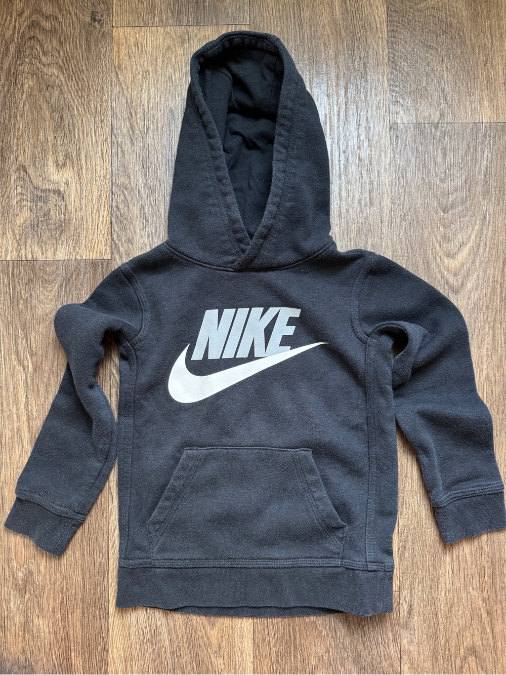 Nike Kids Black Hoodie with White Swoosh Size 4/XS